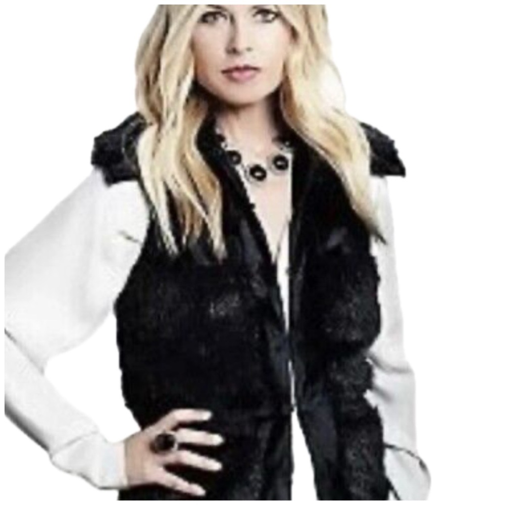 Rachel Zoe Faux Fur Vest Black